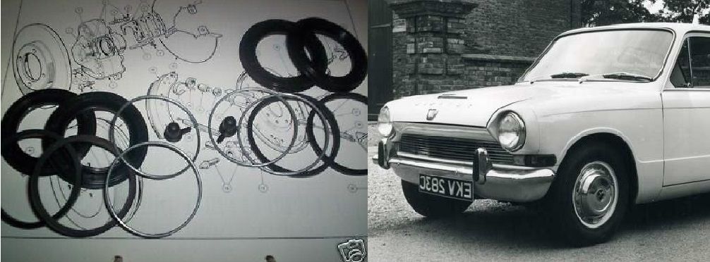 FRONT BRAKE CALIPER REPAIR SEALS KITS x2 (Triumph 1300FWD Saloon) (1965- 70) 